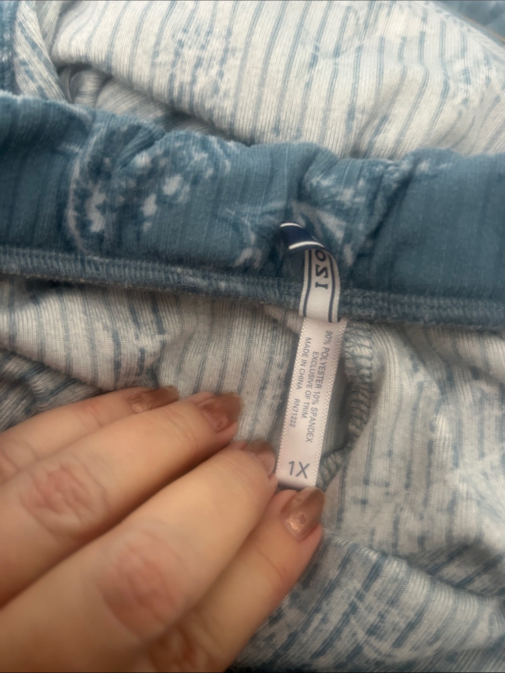 Izod Blue Floral Short-Sleeve Pajama Set 1X - Picture 6 of 7